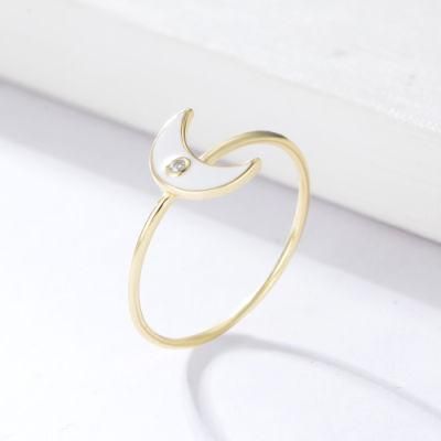 925 Sterling Silver Suitable for High Quality Crescent Crescent Moon Ring