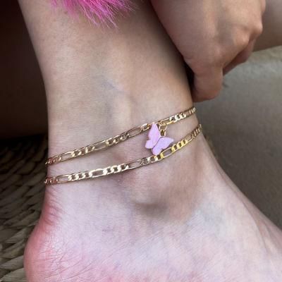 Summer Beach Chain Multi-Layer Foot Decoration Simple Ins Climate Quality Butterfly Anklet Female