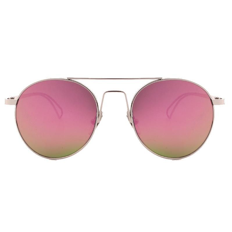 2019 Newly Fashion Round Metal Sunglasses with Pink Mirror