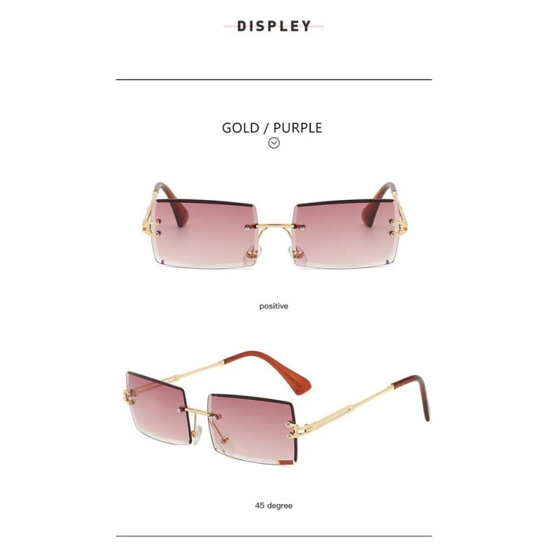 New Frameless Cut-Edge Square Sunglasses Women Fashion Ins Gradient Color Street Photography Sunglasses