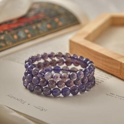 Fashion Jewelry Natural Cordierite Bracelets Tanzanite Round Beads Blue Crystal Strings