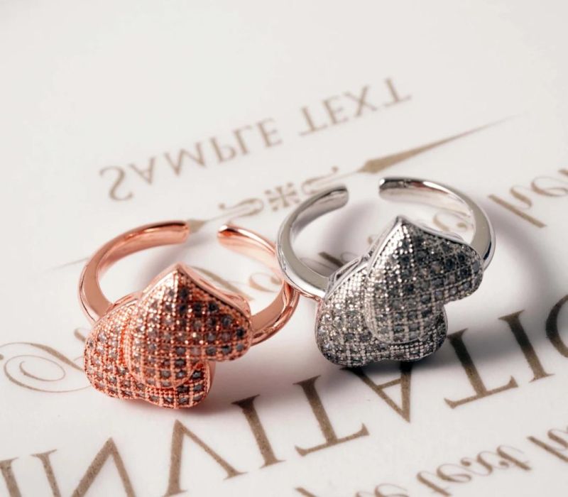 Explosive Double Heart Full Drill Fashionable Female Ring