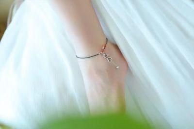 Delicate 925 Sterling Silver Cat Anklets China Donghai Crystal Markets