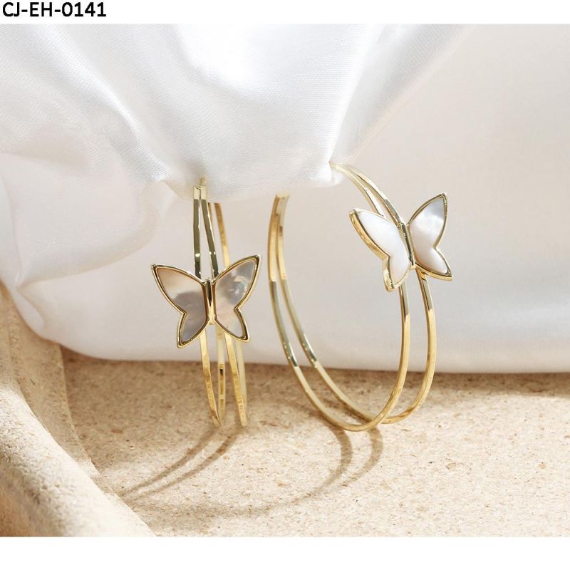 Fashion Shell Butterfly Earrings 925 Silver Exaggerated Acrylic Custom Luxury Gold Ear Crawler Hook Earrings for Women