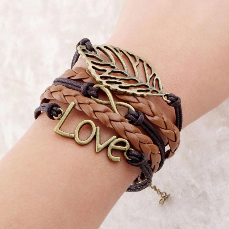 Anchor Shape Mixed Bracelet Leather