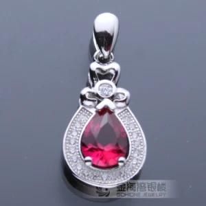New Fashion Red Zircon Birthstone Pendant in Solid Sterling Silver (BAGP5249)