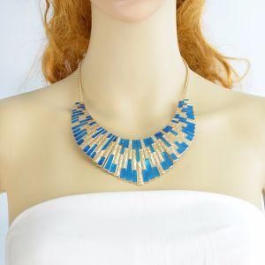 Fashion Accessories Collier Femme Blue Enamel Bib Statement Necklace