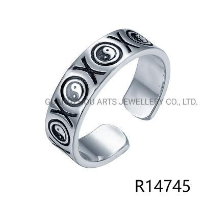 Fashion High Quality 925 Sterling Silver Carved Adjustable Ring