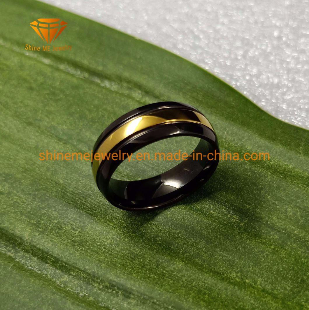 G23 Titanium Jewelry High Quality Tungsten Rings Black and Gold Plating Titanium Ring Tr1930