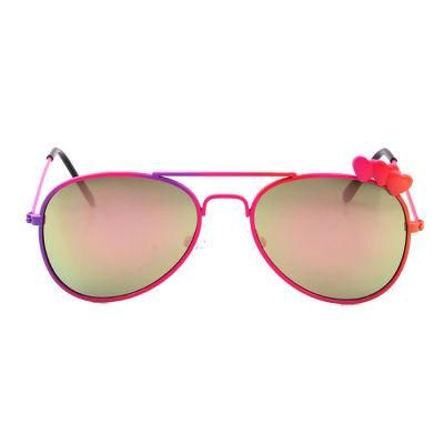 Girls Pink Frame with Black Tips Metal Sunglass