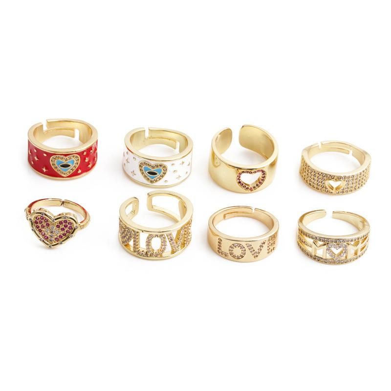 Creative Heart-Shaped Inlaid Diamond Oil Drop Ring