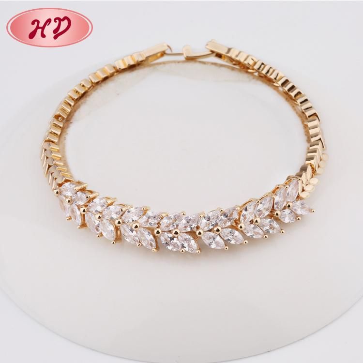 Fashion Jewelry 18K Gold Rhodium Gemstone Bracelet for Lady