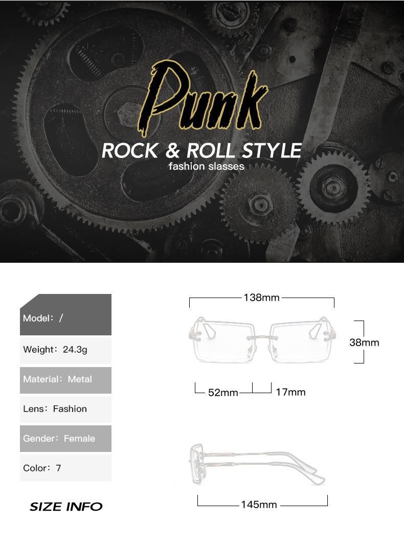 2022 New Fashion Trend Simple Design Punk Style Frameless Metal Sun Glasses Small Square UV400 Sunglasses