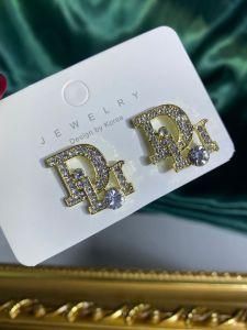 Korean Earrings Silver Jewelry Letters Crystal Earrings Active Wear Stud Luxury Designer Famous Brand Fashion Earring