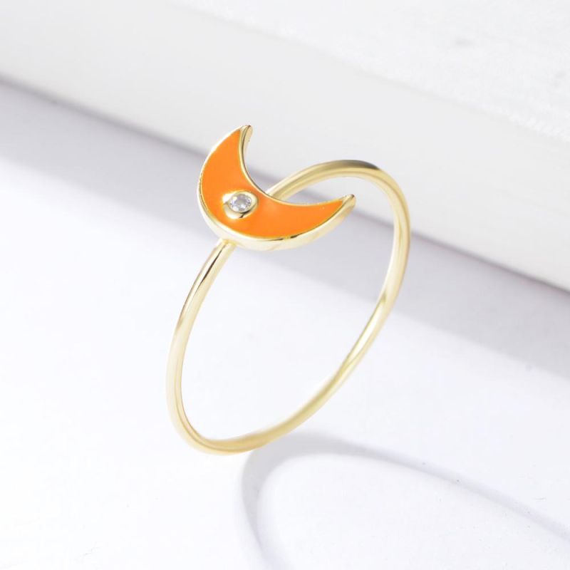 925 Sterling Silver Suitable for High Quality Crescent Crescent Moon Ring