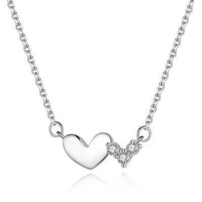 Best Sale 925 Sterling Silver Two Heart Necklace