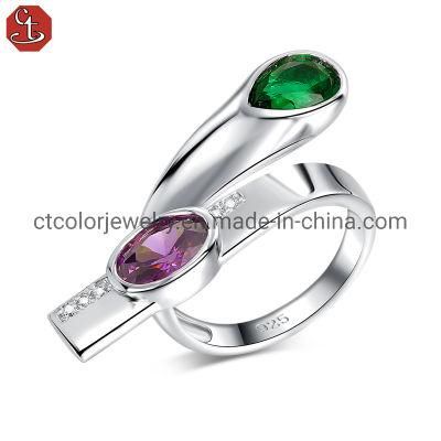 Trendy Jewelry Fashion Women&prime;s ring Amethyst CZ 925 silver ring Fashion jewelry