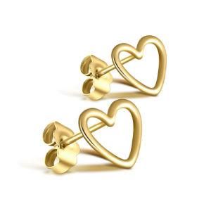 New Creative Hip Hop Heart Shape Ear Studs 925 Sterling Silver Gold Plated Earrings Drops for Women