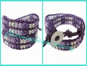 Semi-Precious Gemstone Amethyst Wrap Bracelet (2622)