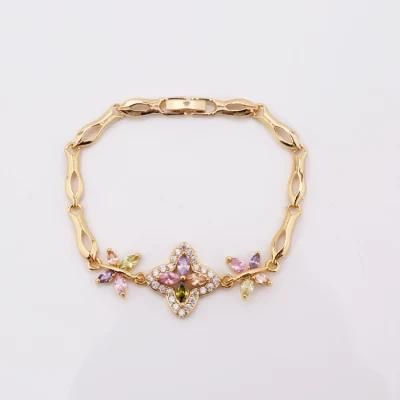 Fashion New Cheap Wholesale Colorful AAA CZ Stone 18K Gold Plated Big Zircon Around Bracelet Bangles Designs Jewelry