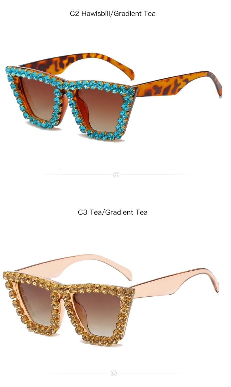 Oversize Unique Female Luxury Rhinestones UV400 Sunglasses