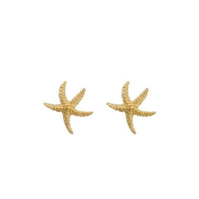 Women Earring Fashion Beautiful 10K Yellow Gold Starfish Stud Earrings