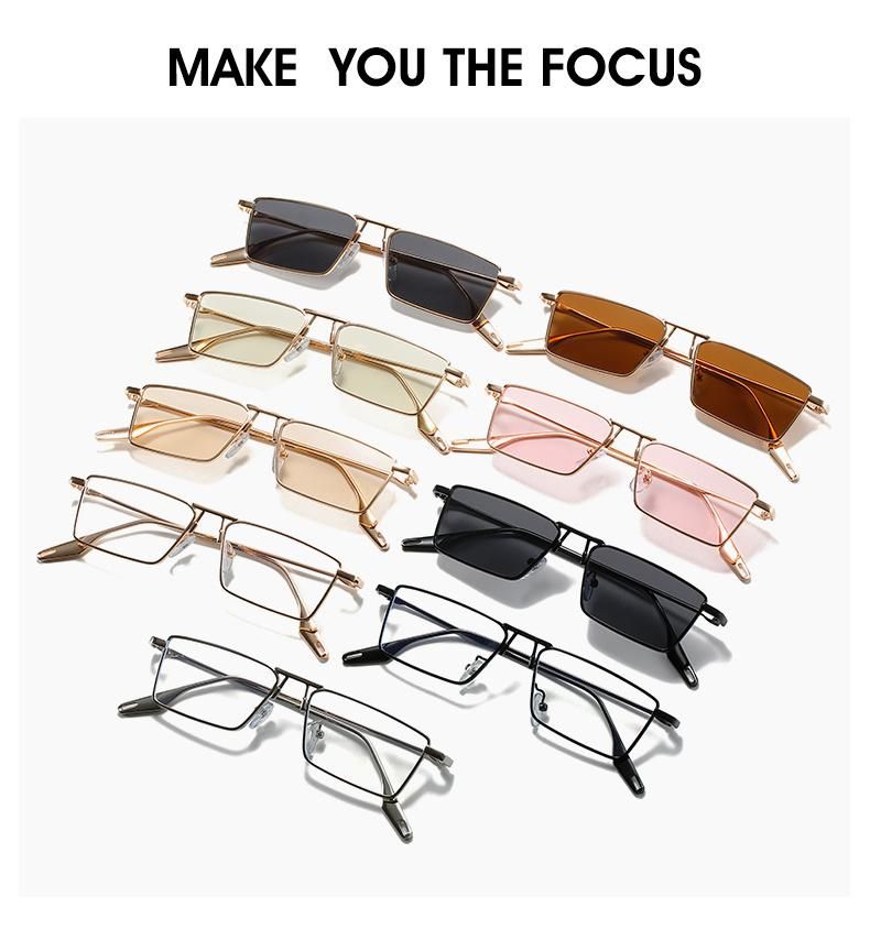 Trendy Sunglasses Sunglasses Light Green Main Color Metal Square Small Frame Personalized Sunglasses