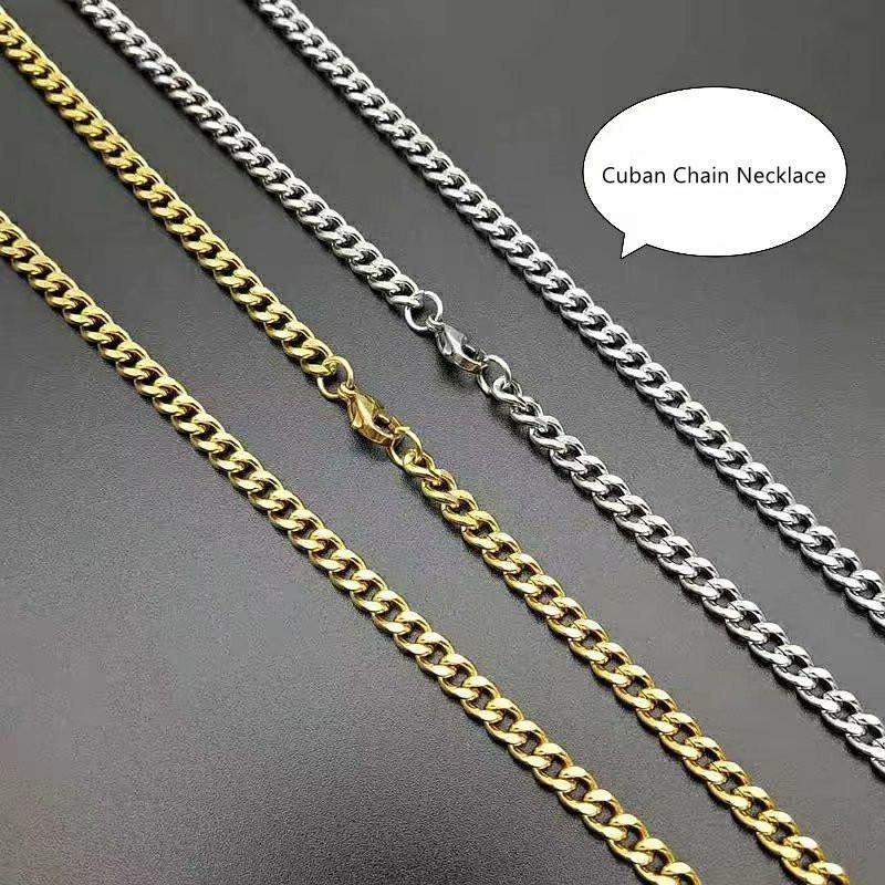 14K Gold Plated Stainless Steel Chunky Miami Cuban Chain Necklace, Custom Available, for Women Men Jewelry