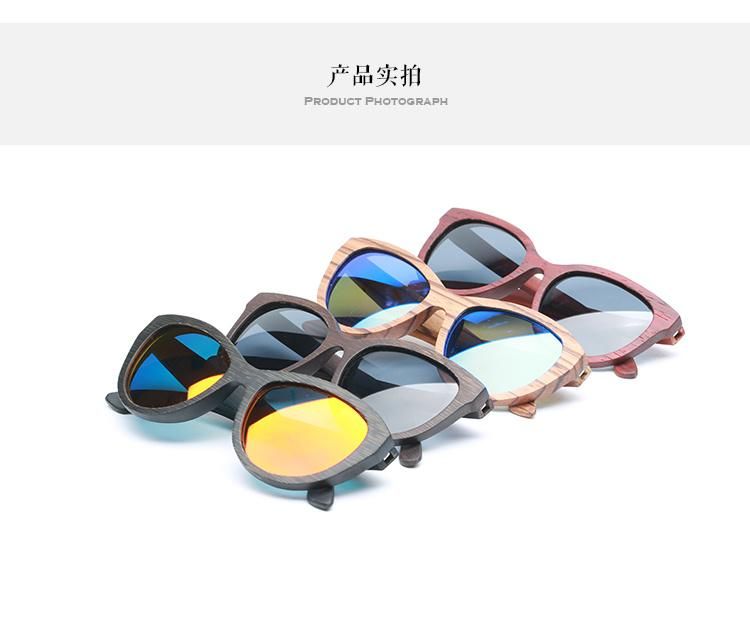 Wholesale Fashion Polarized UV400 Promotional Color Party Wooden Sunglasses