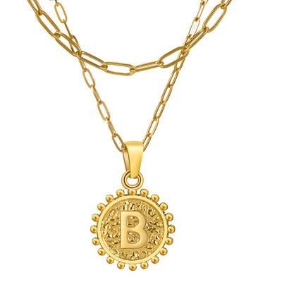 Gold Initial Necklaces for Women Girls18K Gold Plated Link Chain Letter Necklace Personalized Gold Jewelry Gifts