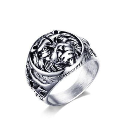 Men&prime;s Individual Jewelry Wholesale New Product Punk Style Stainless Steel Lion Head Ring