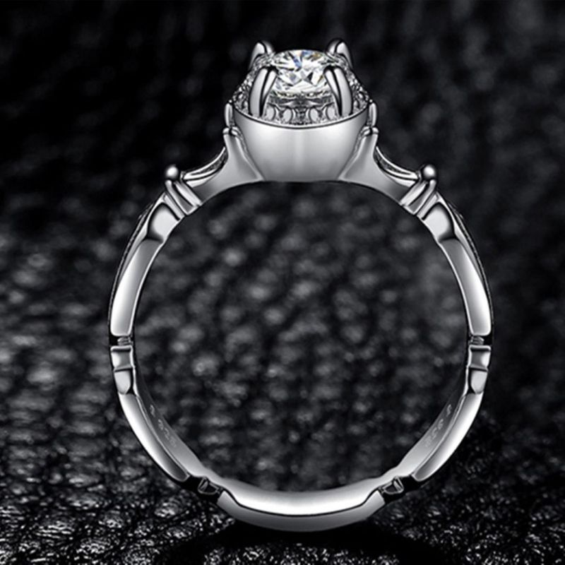 Gold Plated 925 Sterling Silver Jewelry Solitaire Ring for Wedding Engagement Wholesale