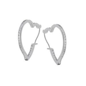 Heart Shaped Halo Sterling Silver Earring Jewelry