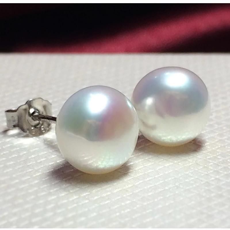 Women Fashion Jewelry Freshwater Pearl 925 Sterling Silver Stud Earrings