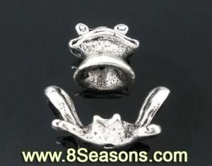 Silver Tone Frog Charm Bead Cap Set Findings Fit 12-14mm Bead (B04321)