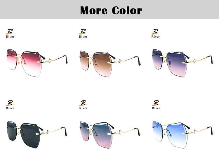 Hot Selling Custom Logo Diamond-Encrusted Stock Frameless Women Sunglasses