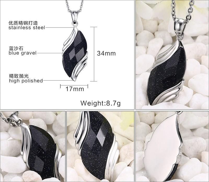 High Polished Blue Gravel Pendant for Women