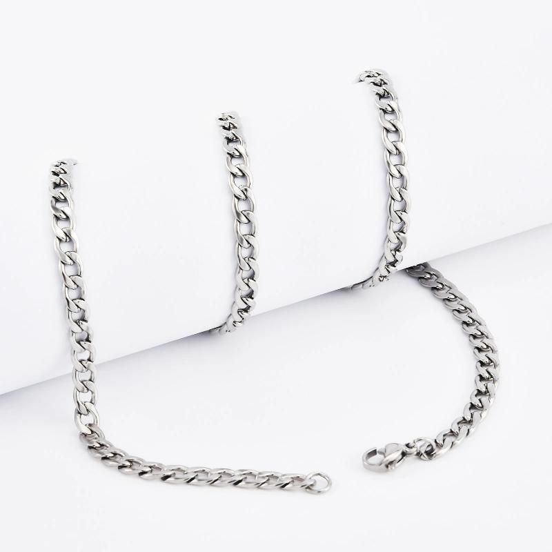 Wholesale Fashion Accessories Hip Hop Curb Chain Stainless Steel Jewelry for Bracelet Layering Necklace Design