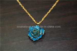 24k Gold Dipped Rose Necklace for Gift or Wedding Flower (XL069)
