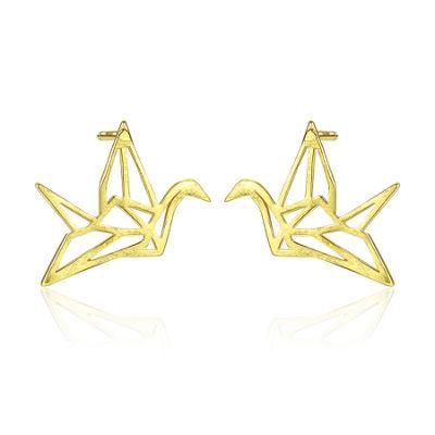 Beautiful Hollow out Thousand Paper Cranes Silver Earrings