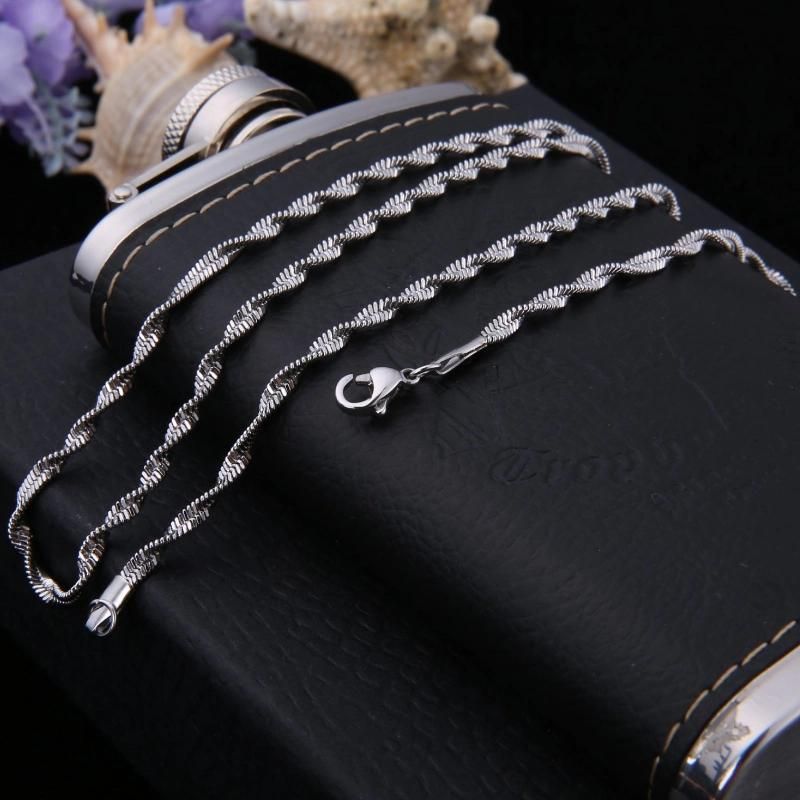 Stainless Steel Jewelry Design Twisted Push Chain Necklace for Lady