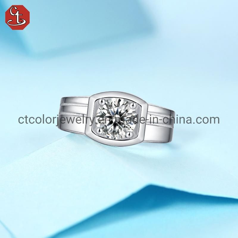 Men′s Wedding diamond ring Moissanite silver Fashion jewellry simple man ring