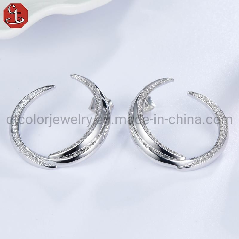 2021 New Fashion jewelrry 925 silver shining earring with white CZ earrings