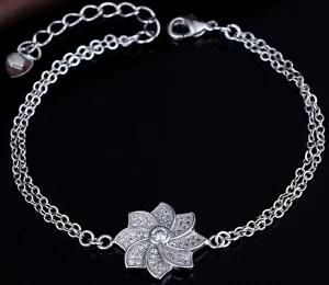 Fashion Brass Jewelry Zircon Lotus Flower Metal Bracelet