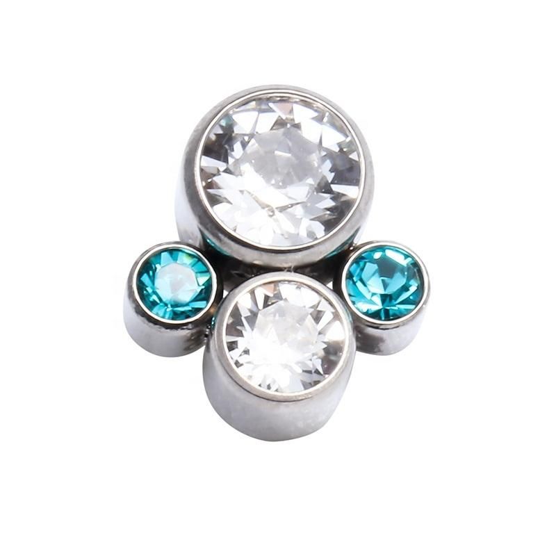ASTM F136 Titanium Body Jewelry Piercing Internally Threaded Gemmed Cluster Ends/Attachments T0.9mm/16g, 18g