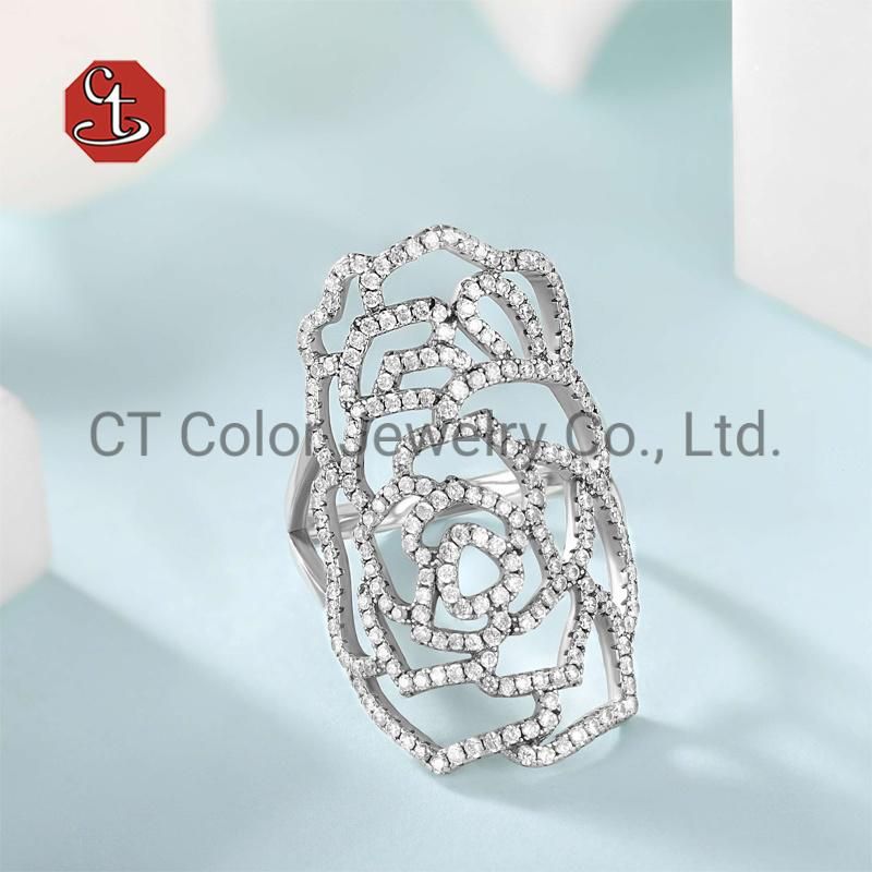 Wholesale Fashion Jewelry Hollow Zircon 925 Sterling Silver Rings