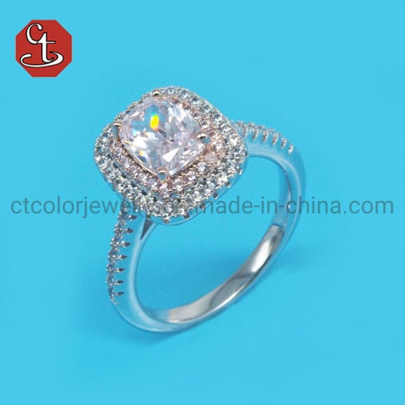 Wholesale New Model Fashion Wedding Jewellery Sterling Silver Yellow Diamond CZ Ring for Girl
