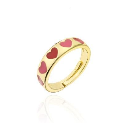 Mixed Color Enamel Love Opening Ring Female Personality Ring