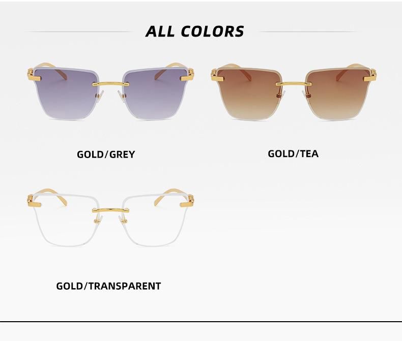 2022 Hot Sale Fashion Rimless Gradient Color Sunglasses Woman Trendy Shades Man Sunglasses