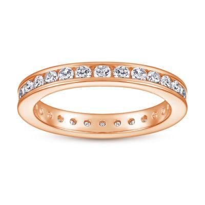 Custom Minimalist 925 Sterling Silver Jewelry Rose Gold Plated Zircon Band Ring for Women